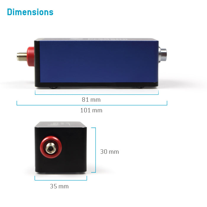 Dimensions of the pH-1 SMA HP5 optical pH meter