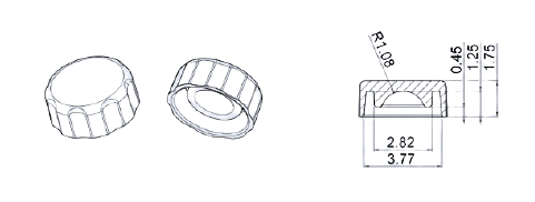 Details and dimensions of the mini Luer flat caps