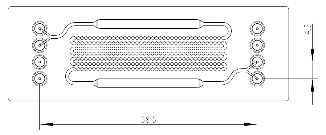 Dimensions of the passive pearl-chain mixing chip