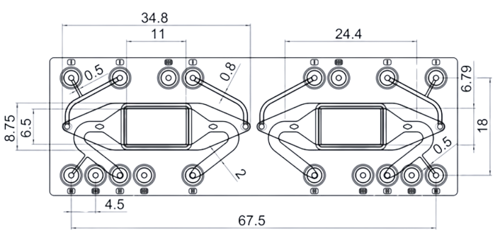 Dimensions of the cross-flow membrane organ-on-a-chip Fluidic 653