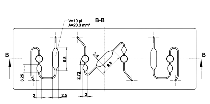 Details of the Fluidic 1090 fiber sensor chip