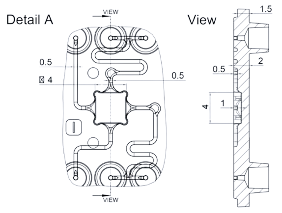 Schematic drawing of the compartment of Fluidic 1380 scaffold integration chip