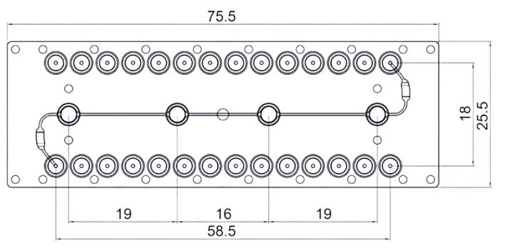 Schematic drawing of the Fluidic 1457 fiber sensor chip