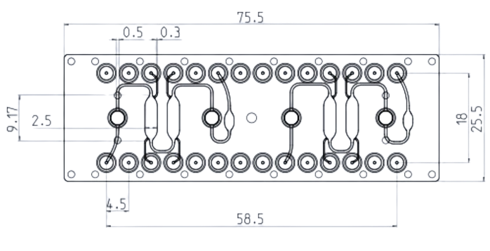 Schematic drawing of the Fluidic 1611 fiber sensor chip