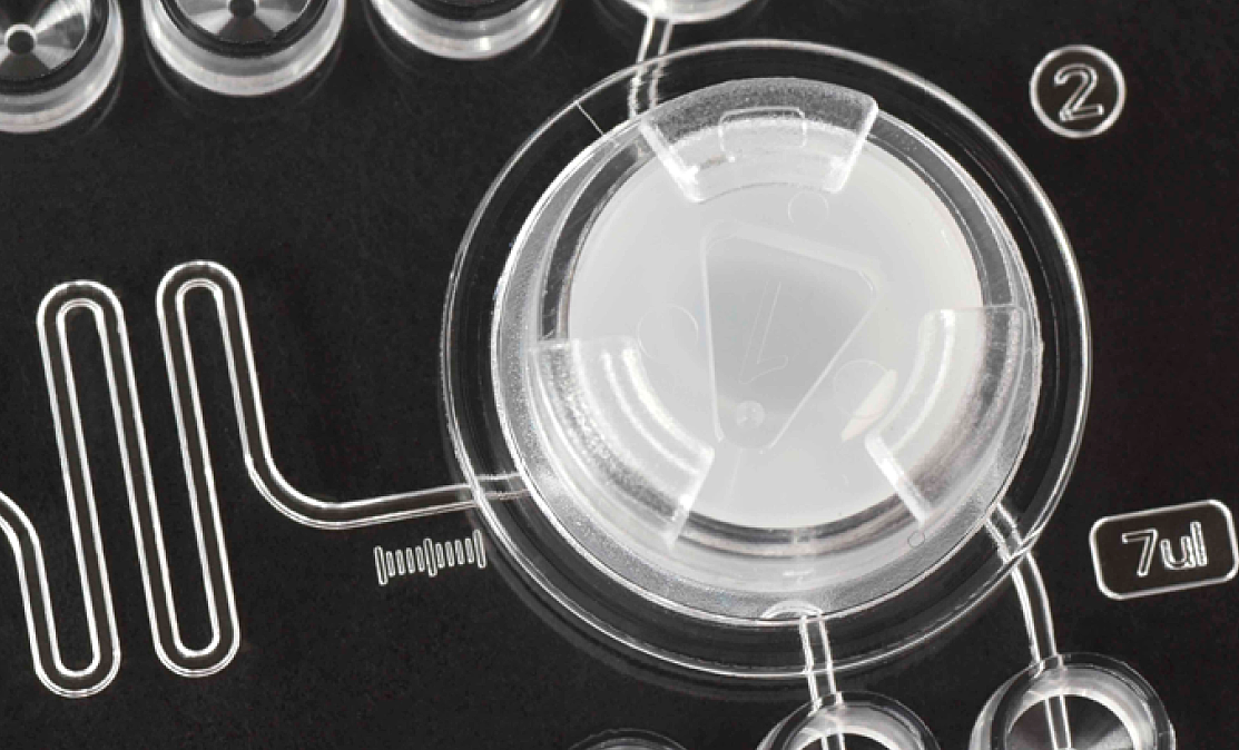 Zoom on the triangular recess of the rotary valve chip