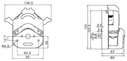 YZII15 pump head dimensions