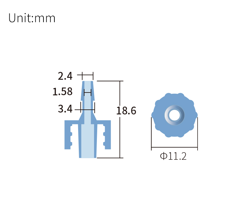 technical drawing of Male Luer to Barbed Adapter (10-pack) - PP AD-026