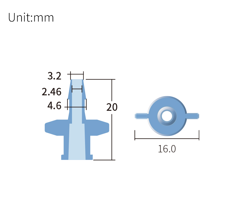 technical drawing of Female Luer to Barbed Adapter (10-pack) - PP AD-037