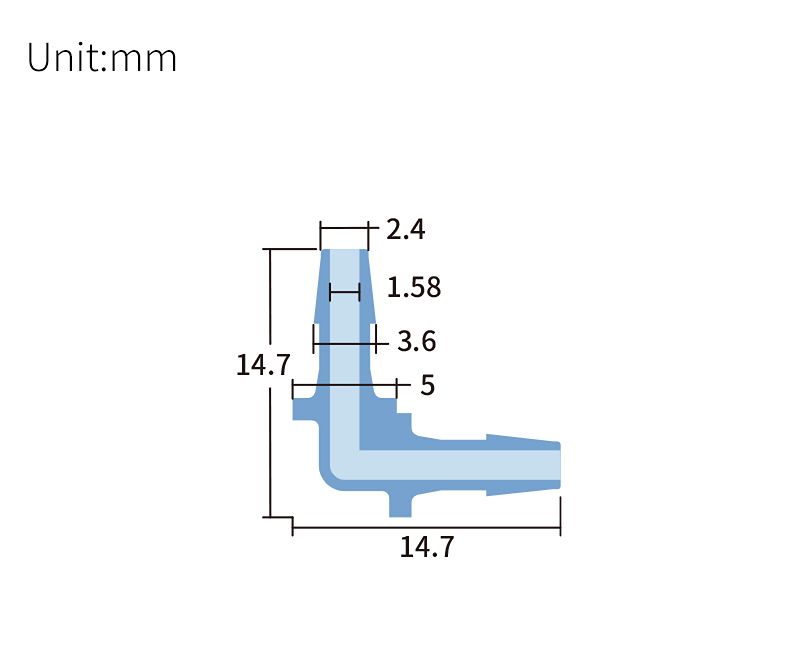 technical drawing of Elbow barbed connector (pack of 10) - PP BB-014