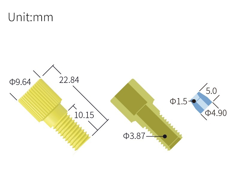 technical drawing of Color Flangeless Fittings for 1/4-28 (Pack of 10) &ndash; PP ST-011