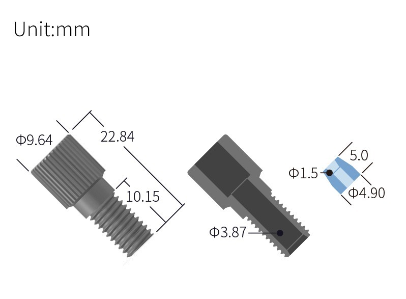 technical drawing of Color Flangeless Fittings for 1/4-28 (Pack of 10) &ndash; PP ST-013