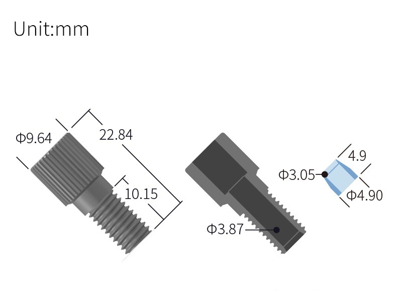 technical drawing of Color Flangeless Fittings for 1/4-28 (Pack of 10) &ndash; PP ST-014